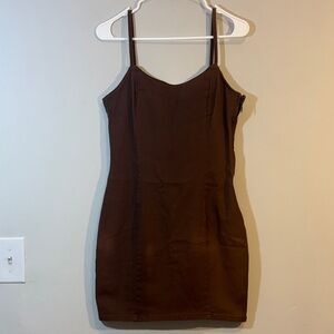 Chocolate Brown Fitted Mini Dress